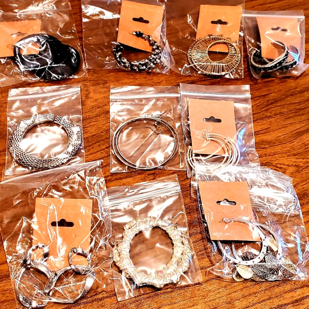 Lot of Ten (10) Pair Med/Large Hoop Earrings for Pierced Ears
